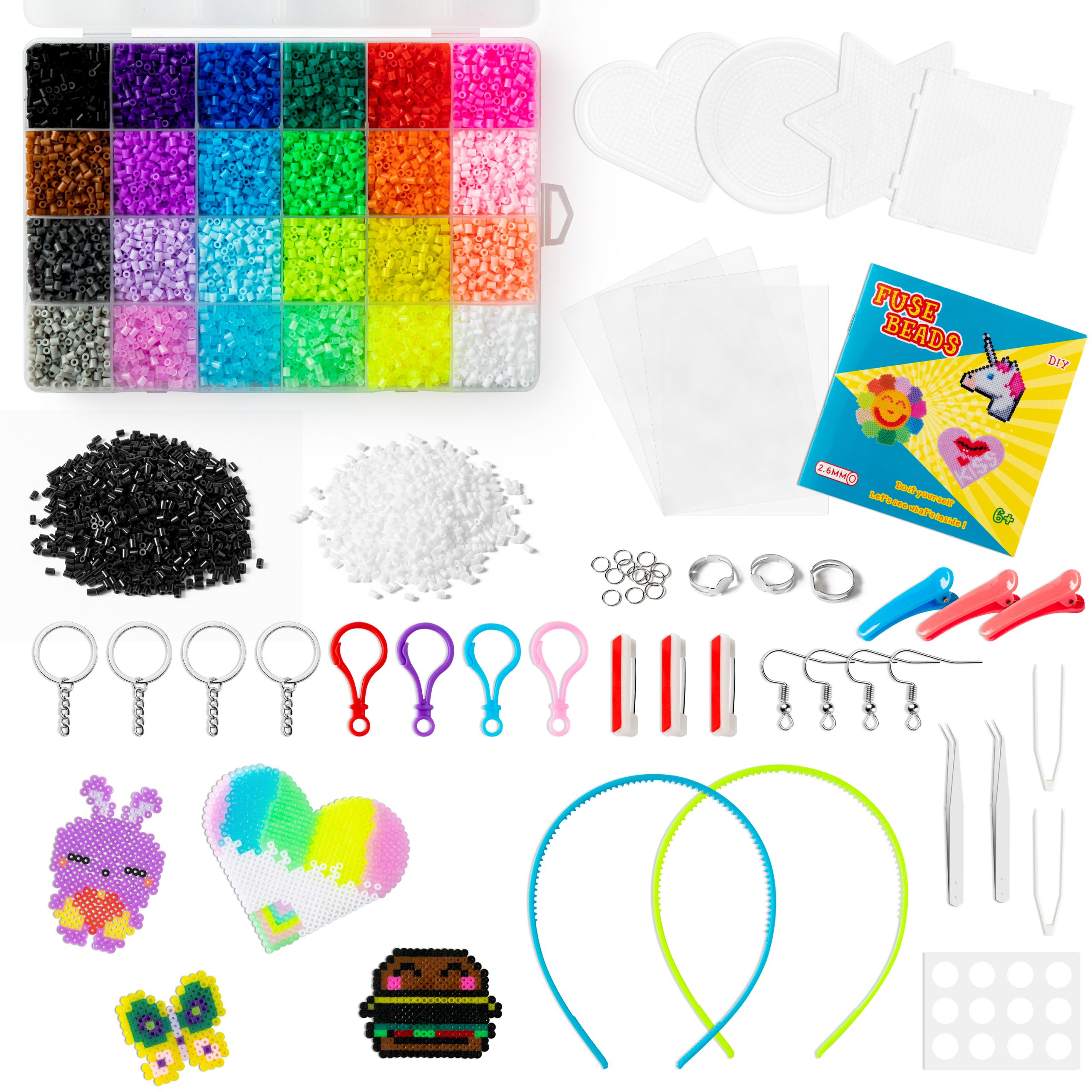 BUoonyer 17060Pcs Mini Fuse Beads Kit, Melting Beads Set for Kids Crafts,  Including 24 Colors 2.6mm Iron Beads, Pegboards, Ironing Papers, Tweezers,  Keychains, Hair Clips, Etc. Making Arts DIY Gift – BUoonyer